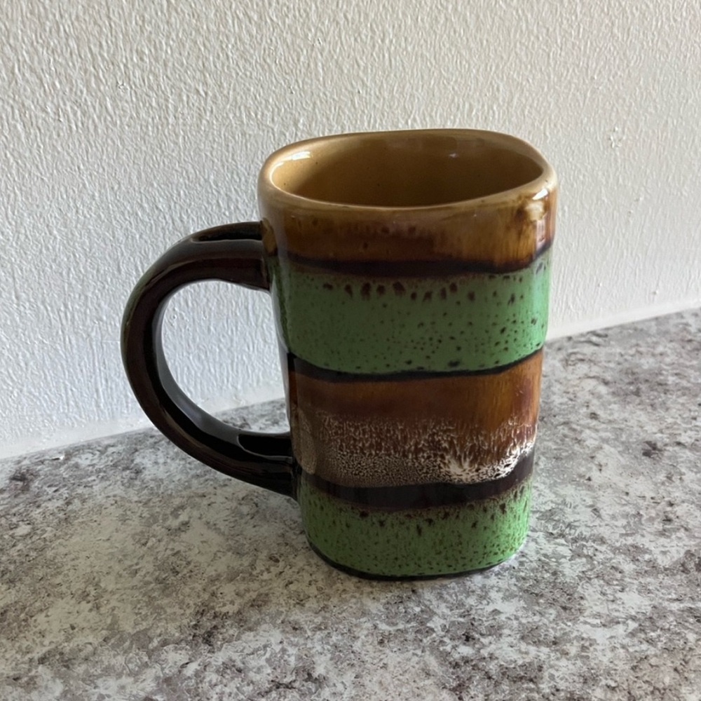 My Cafe Green and Brown Ceramic Mug